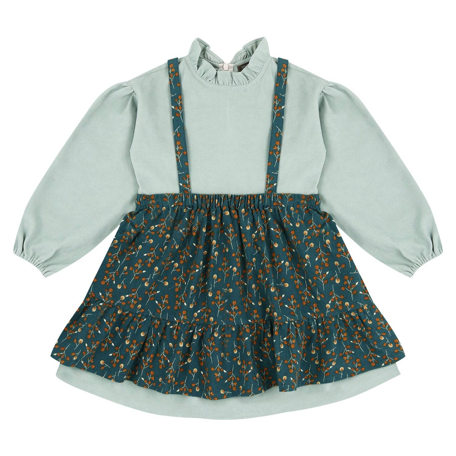 Dorothy Ruffled Neck Dress & Suspender Skirt Set - Mint-Dress - Kids-ToTo Heros-ToTo Heros l Premium Children&#x27;s Clothing