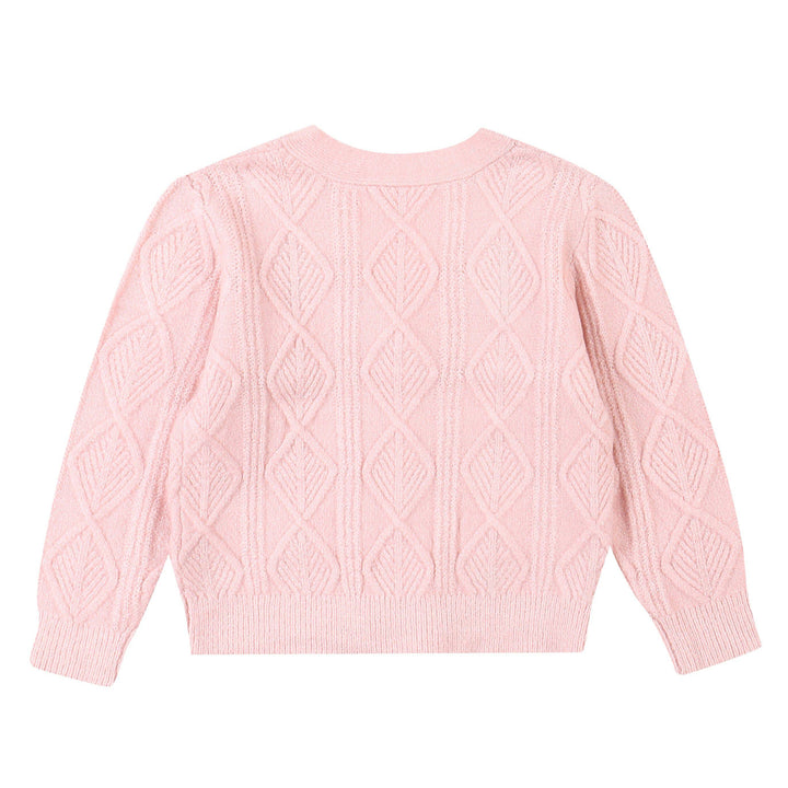 Elena Pink Diamond Knit Floral Cardigan-Cardigan - Kids-ToTo Heros-ToTo Heros l Premium Children&#x27;s Clothing