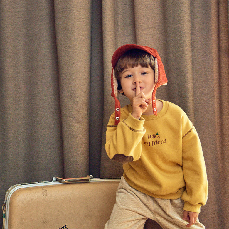 Embroidery Contrast Stitch Fleeced Sweatshirt-Sweatshirt - Kids-ToTo Heros-ToTo Heros l Premium Children&#x27;s Clothing