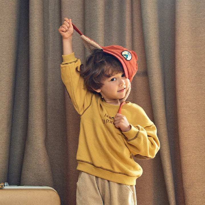 Embroidery Contrast Stitch Fleeced Sweatshirt-Sweatshirt - Kids-ToTo Heros-ToTo Heros l Premium Children&#x27;s Clothing