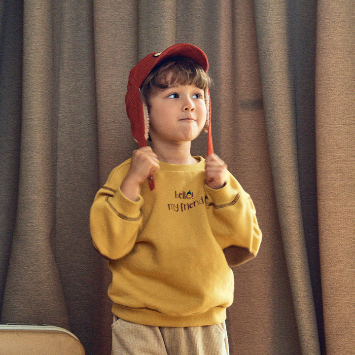 Embroidery Contrast Stitch Fleeced Sweatshirt-Sweatshirt - Kids-ToTo Heros-ToTo Heros l Premium Children&#x27;s Clothing