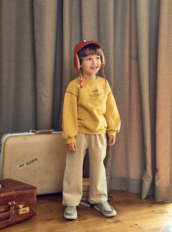 Embroidery Contrast Stitch Fleeced Sweatshirt-Sweatshirt - Kids-ToTo Heros-ToTo Heros l Premium Children&#x27;s Clothing