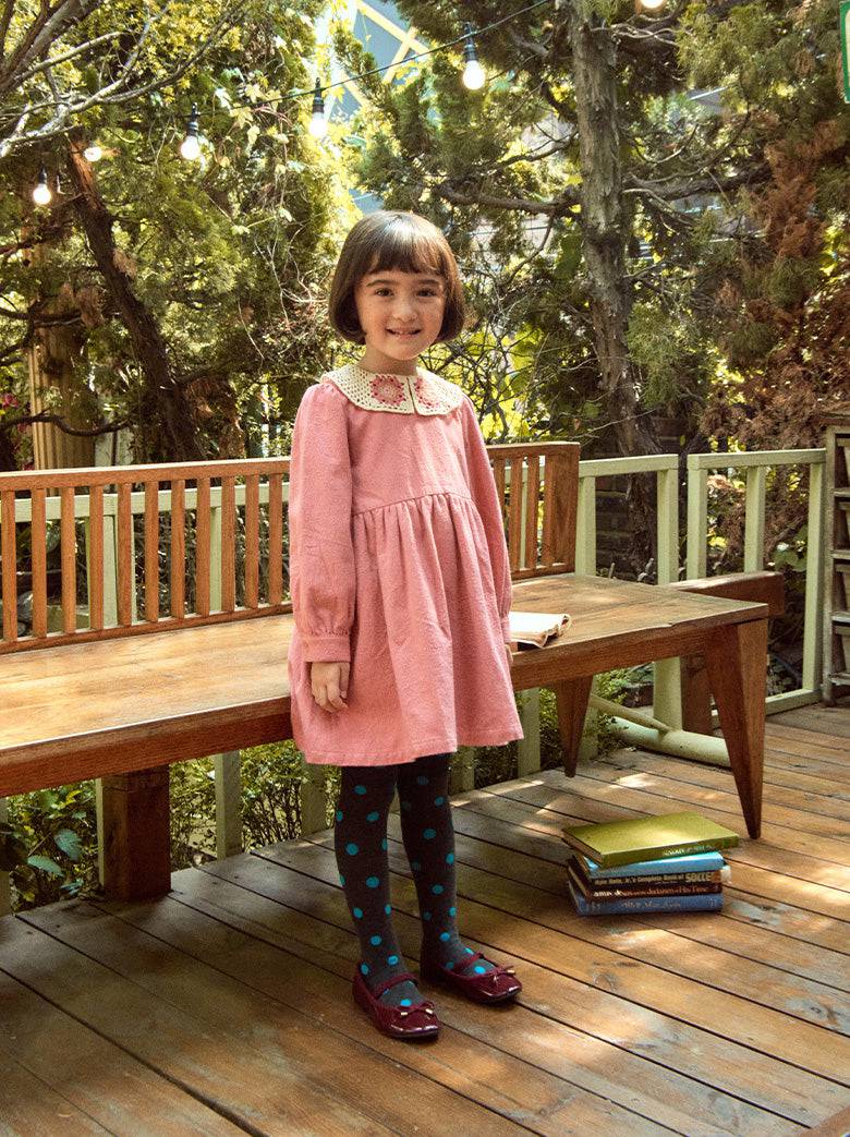 Erin Crocheted Collar Dress-Dress - Kids-ToTo Heros-ToTo Heros l Premium Children&#x27;s Clothing