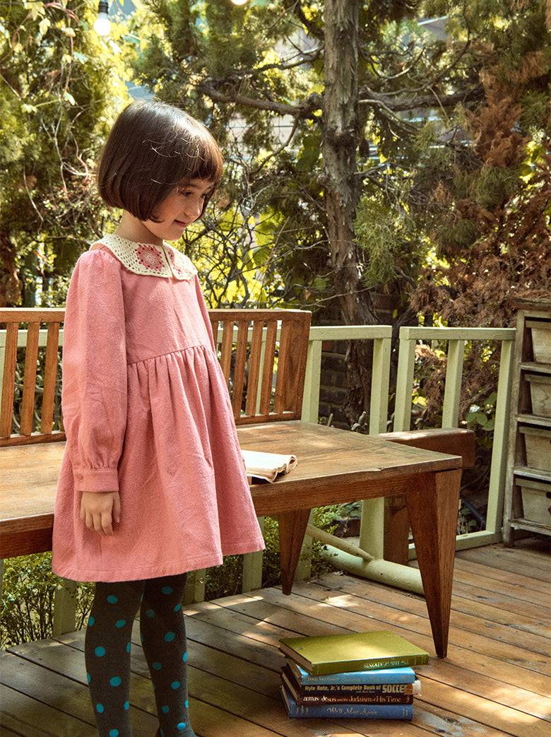 Erin Crocheted Collar Dress-Dress - Kids-ToTo Heros-ToTo Heros l Premium Children&#x27;s Clothing