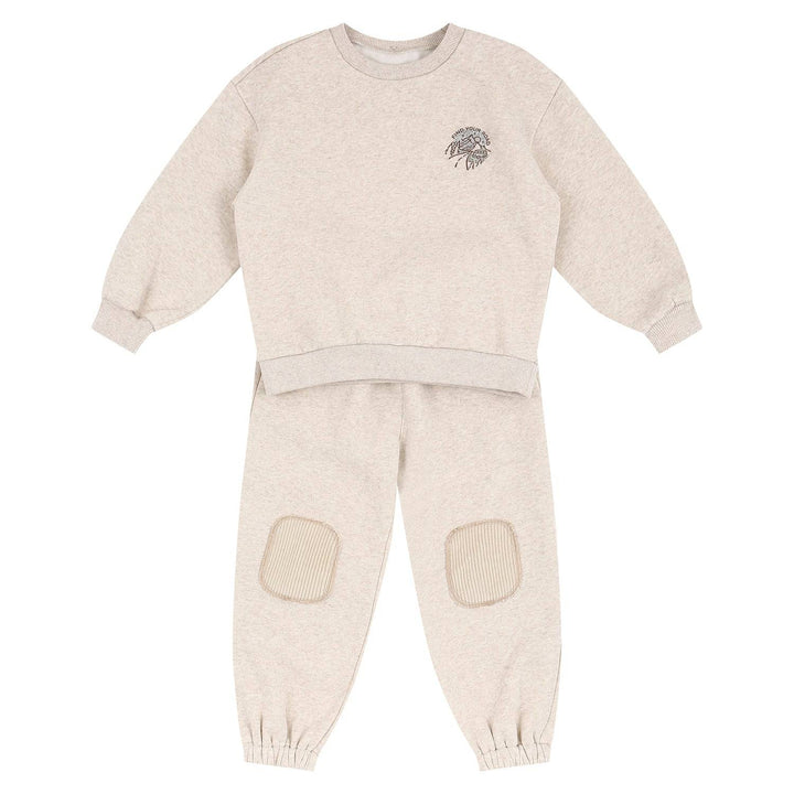 Evans Fleeced Sweatsuit Set with Elbow & Knee Patch-Top & Pant Set - Kids-ToTo Heros-Oatmeal-XXS-ToTo Heros l Premium Children&#x27;s Clothing