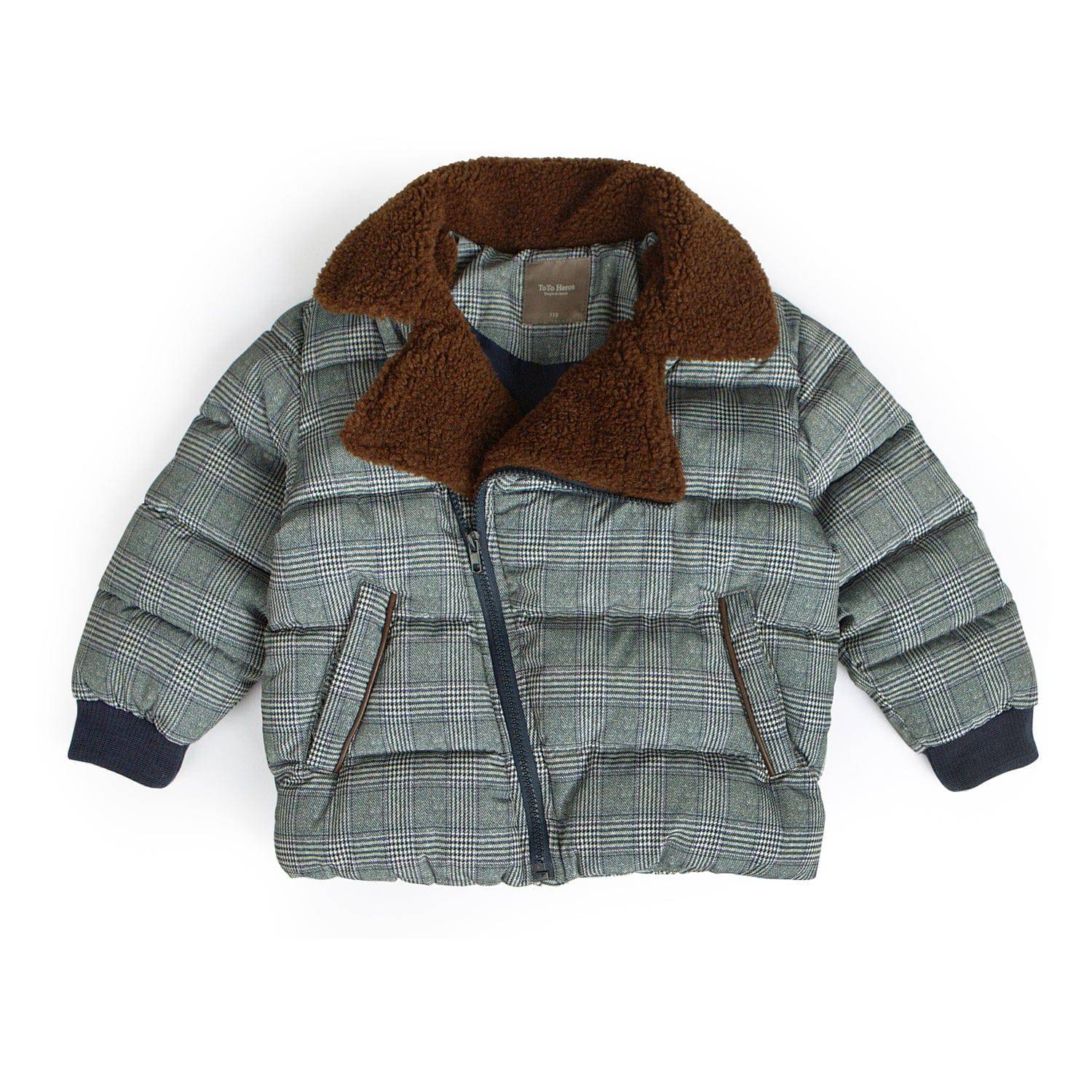 Faux Fur Collared Puffer Jacket-Puffer Jacket - Kids-ToTo Heros-Blue-XS-ToTo Heros l Premium Children's Clothing