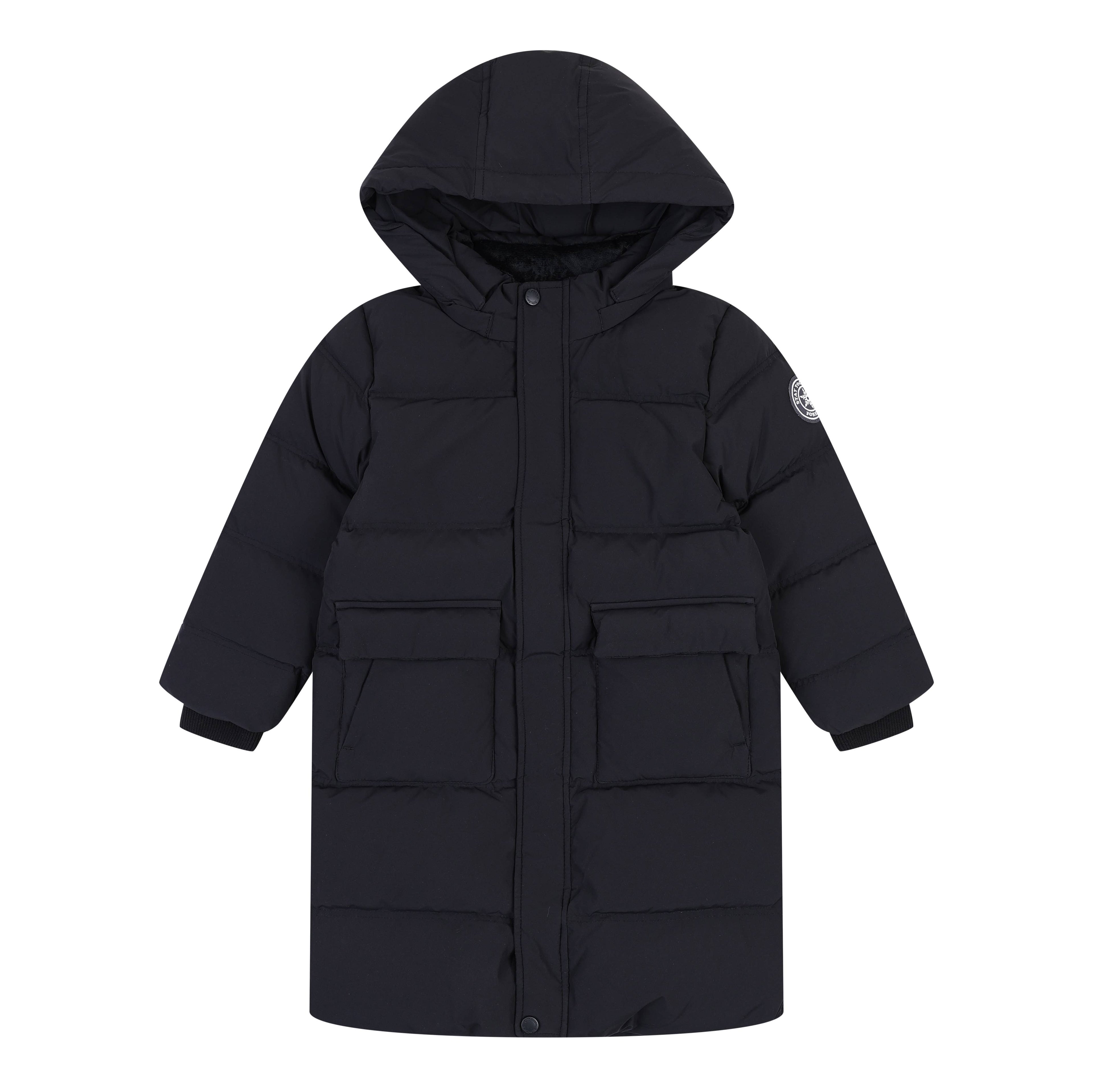 Full Length Down Puffer Jacket with Detachable Hood-Puffer Jacket - Kids-ToTo Heros-Black-XXS-ToTo Heros l Premium Children's Clothing