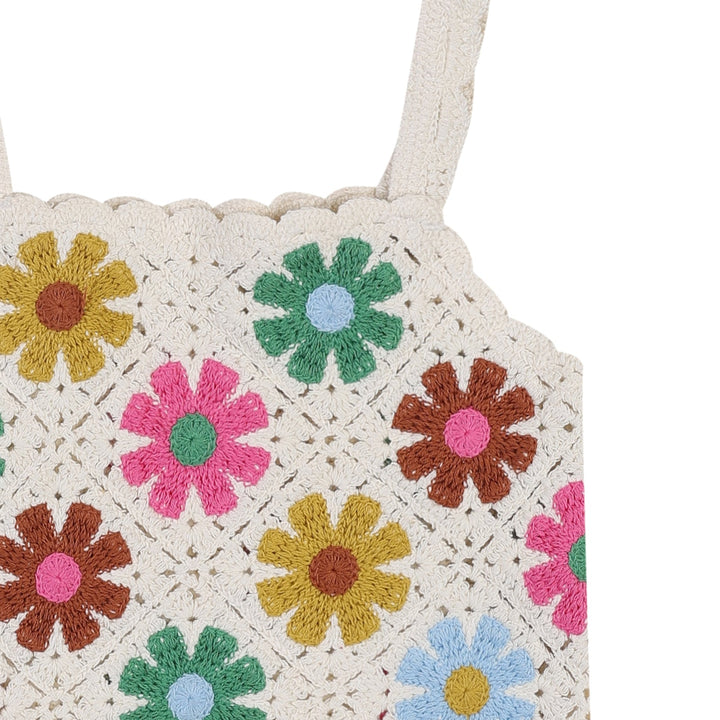 Gia Floral Pattern Crocheted Cropped Knit Vest-Sweater Vest - Kids-ToTo Heros-