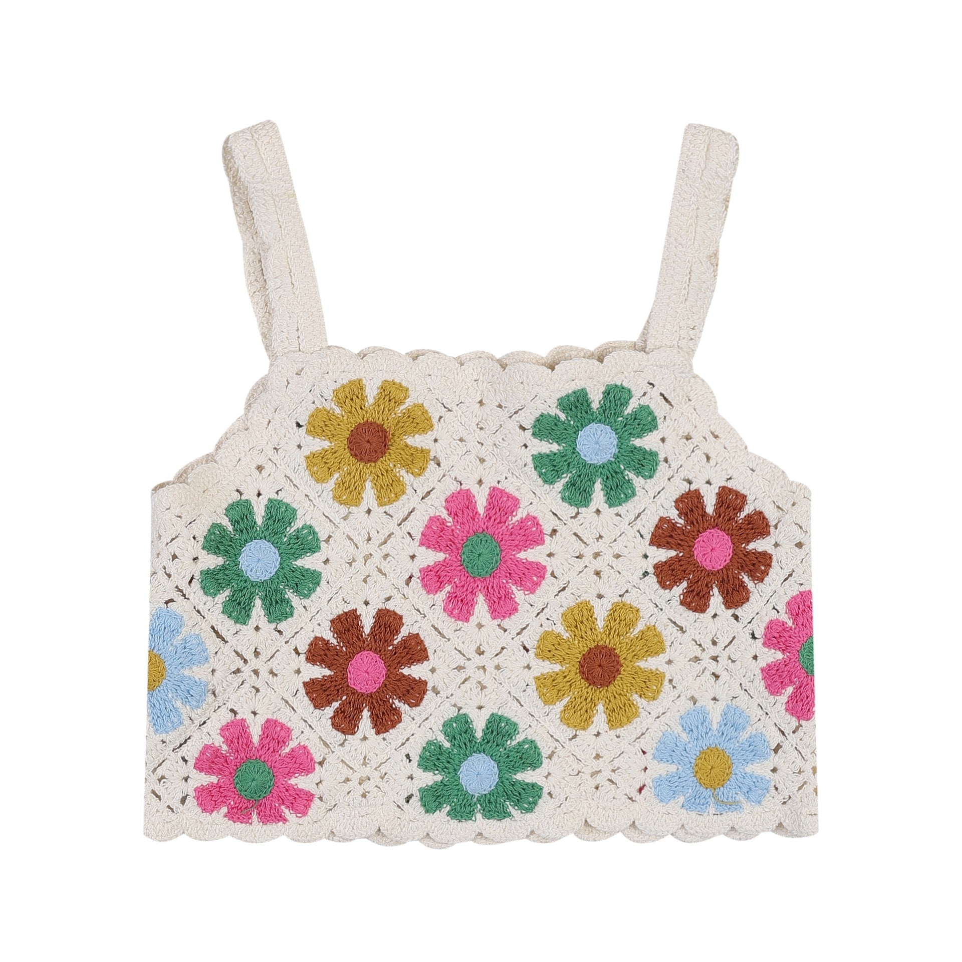 Gia Floral Pattern Crocheted Cropped Knit Vest-Sweater Vest - Kids-ToTo Heros-
