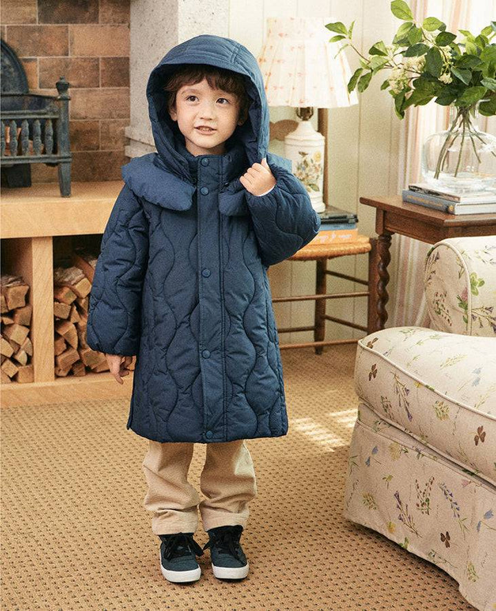 Glen Quilted Long Puffer Jacket-Puffer Jacket - Kids-ToTo Heros-ToTo Heros l Premium Children's Clothing