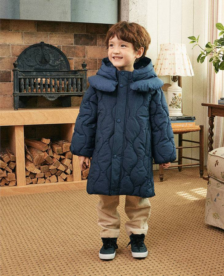 Glen Quilted Long Puffer Jacket-Puffer Jacket - Kids-ToTo Heros-ToTo Heros l Premium Children's Clothing