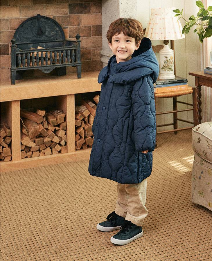 Glen Quilted Long Puffer Jacket-Puffer Jacket - Kids-ToTo Heros-ToTo Heros l Premium Children's Clothing