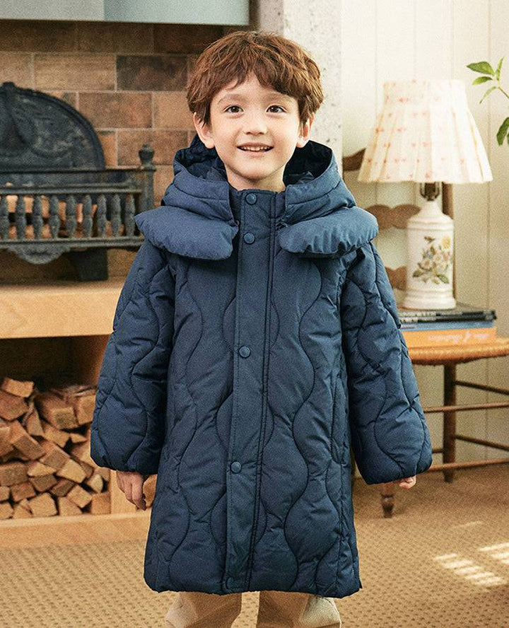 Glen Quilted Long Puffer Jacket-Puffer Jacket - Kids-ToTo Heros-ToTo Heros l Premium Children's Clothing