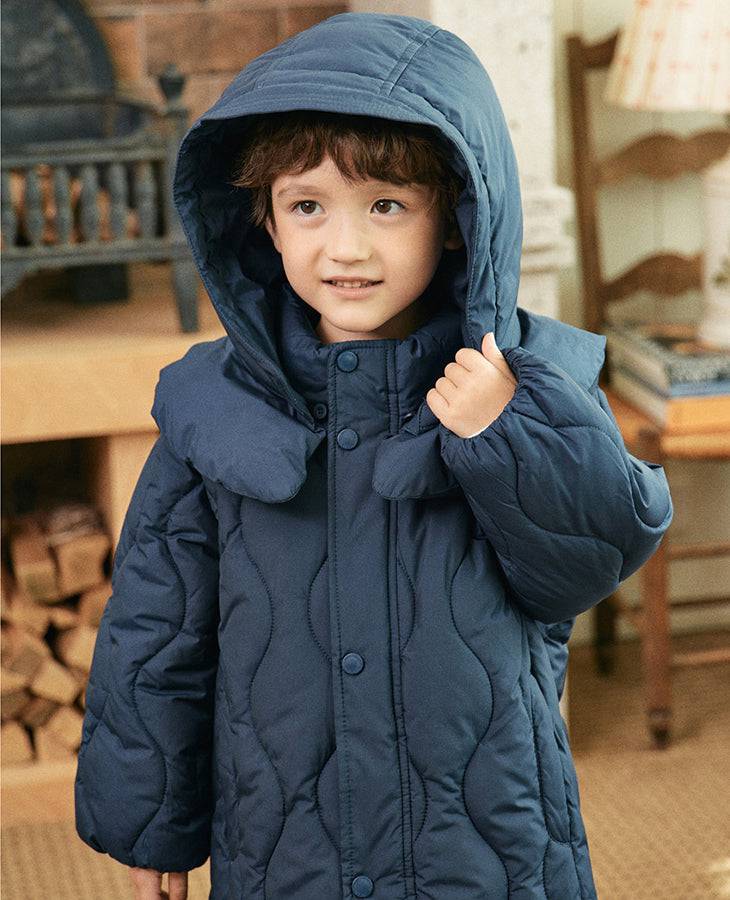 Glen Quilted Long Puffer Jacket-Puffer Jacket - Kids-ToTo Heros-ToTo Heros l Premium Children's Clothing