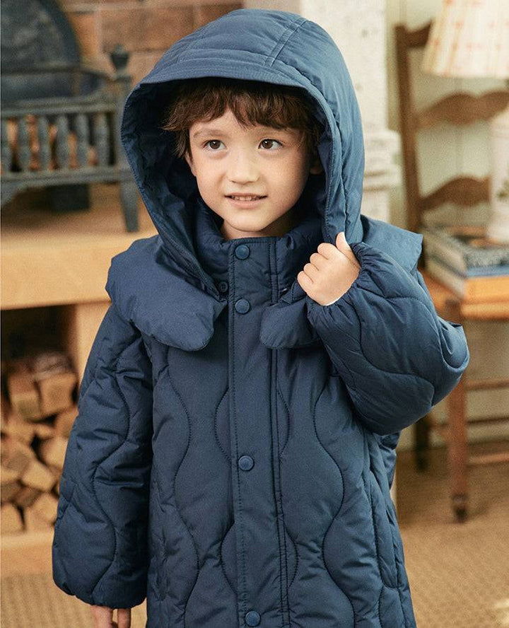Glen Quilted Long Puffer Jacket-Puffer Jacket - Kids-ToTo Heros-ToTo Heros l Premium Children's Clothing
