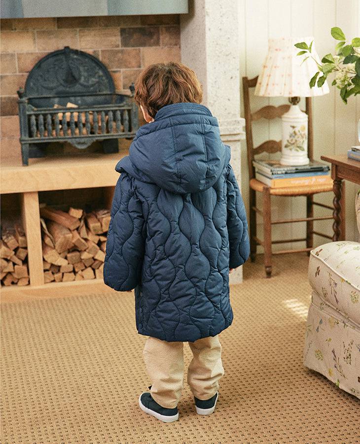 Glen Quilted Long Puffer Jacket-Puffer Jacket - Kids-ToTo Heros-ToTo Heros l Premium Children's Clothing