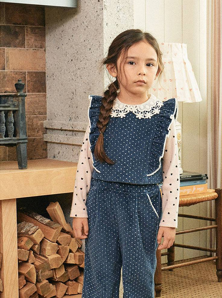 Heart Pattern Lace Collar Ribbed T-Shirt-T-Shirt - Kids-ToTo Heros-ToTo Heros l Premium Children&#x27;s Clothing