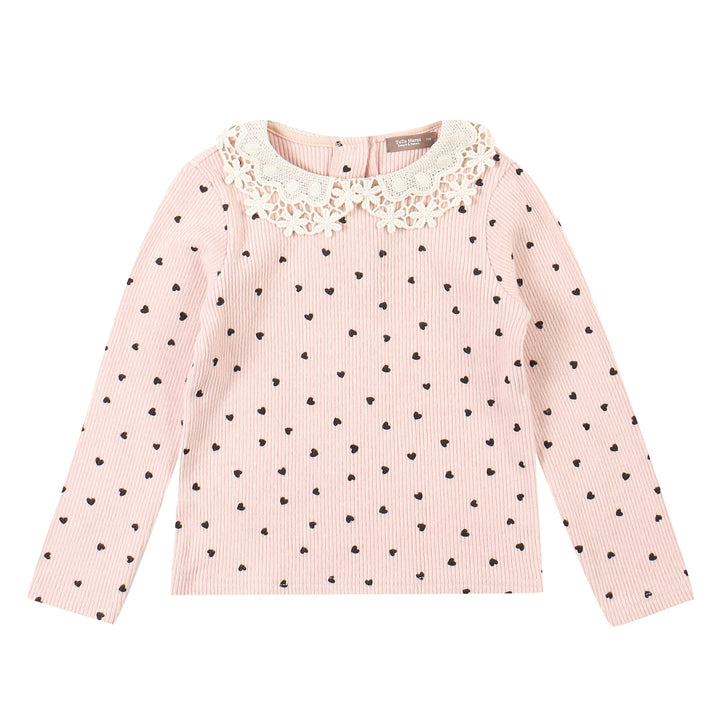 Heart Pattern Lace Collar Ribbed T-Shirt-T-Shirt - Kids-ToTo Heros-ToTo Heros l Premium Children&#x27;s Clothing
