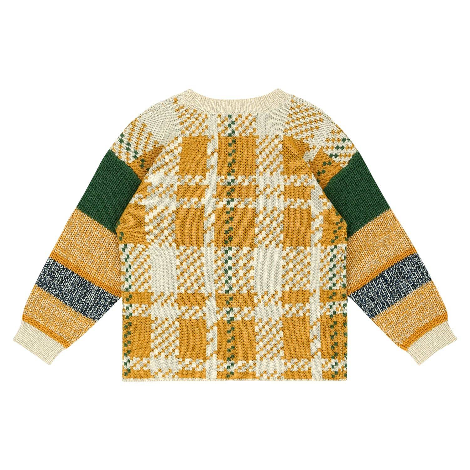 Multi-Colorblock Checkered Knit Cardigan - ToTo Heros l Premium Children's Clothing