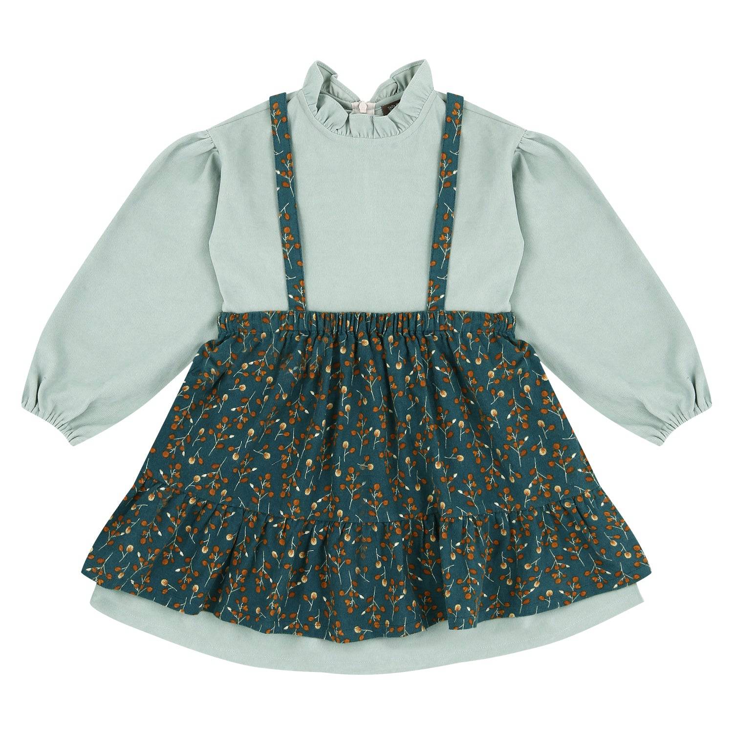 Dorothy Ruffled Neck Dress & Suspender Skirt Set - Mint - ToTo Heros l Premium Children's Clothing