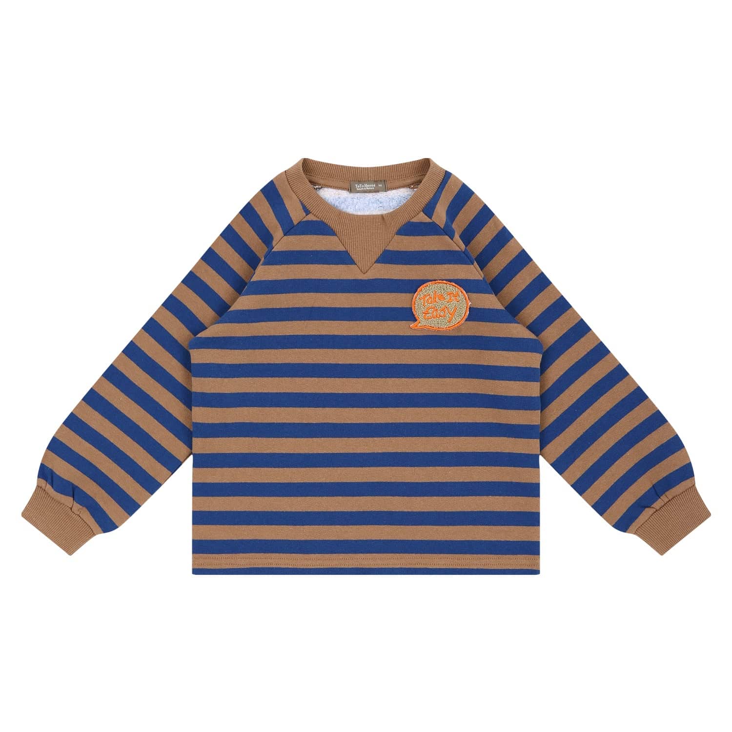 Take It Easy Patch Fleeced Striped Pullover T-Shirt - ToTo Heros l Premium Children's Clothing