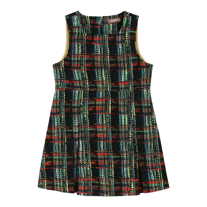 Multi Color Plaid Tweed Dress - ToTo Heros l Premium Children's Clothing