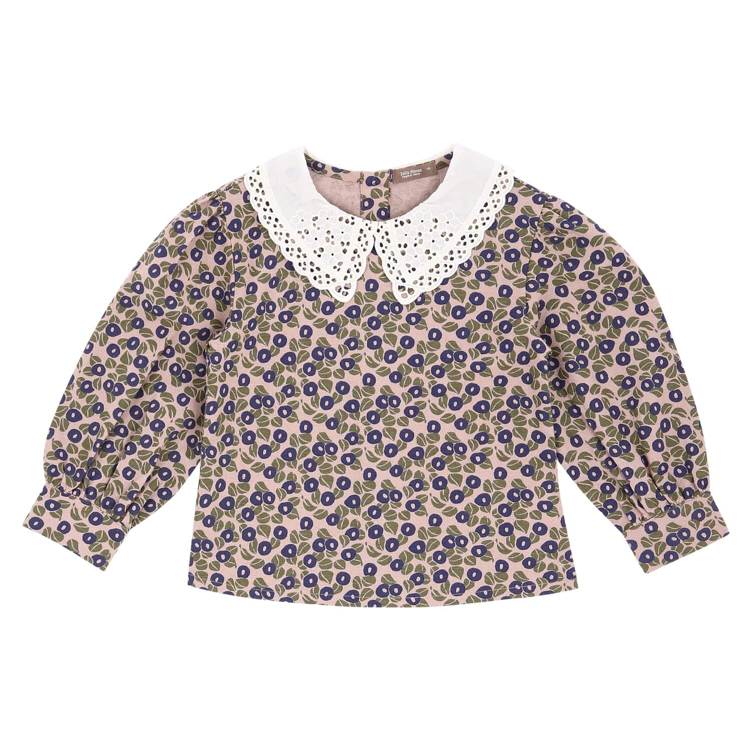 Melissa Eyelet Collared Print Blouse - ToTo Heros l Premium Children's Clothing