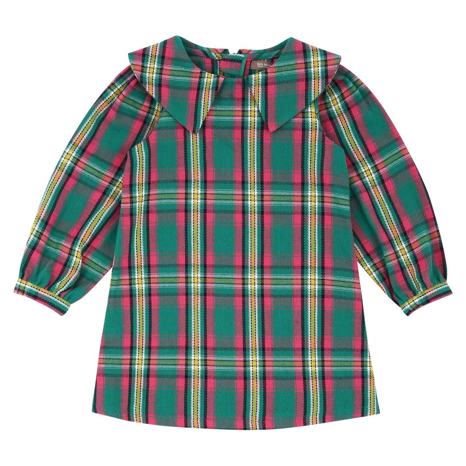 Wendy Checkered Pattern Wide Collar Dress - ToTo Heros l Premium Children's Clothing