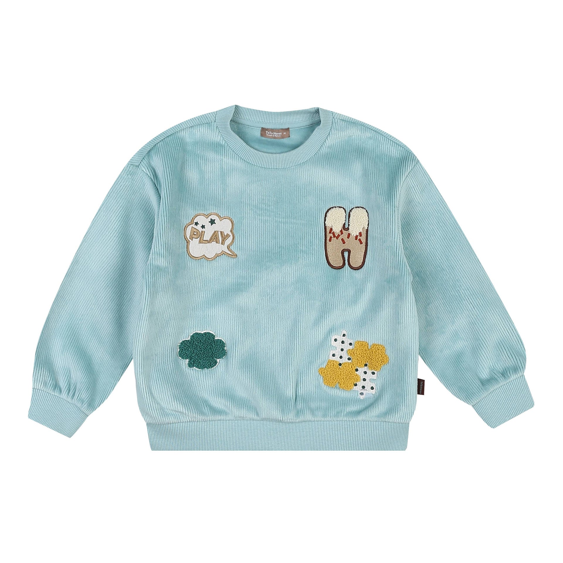 Ian Embroidery Patch Velvet Corduroy Sweatshirt-Sweatshirt - Kids-ToTo Heros-ToTo Heros l Premium Children&#x27;s Clothing