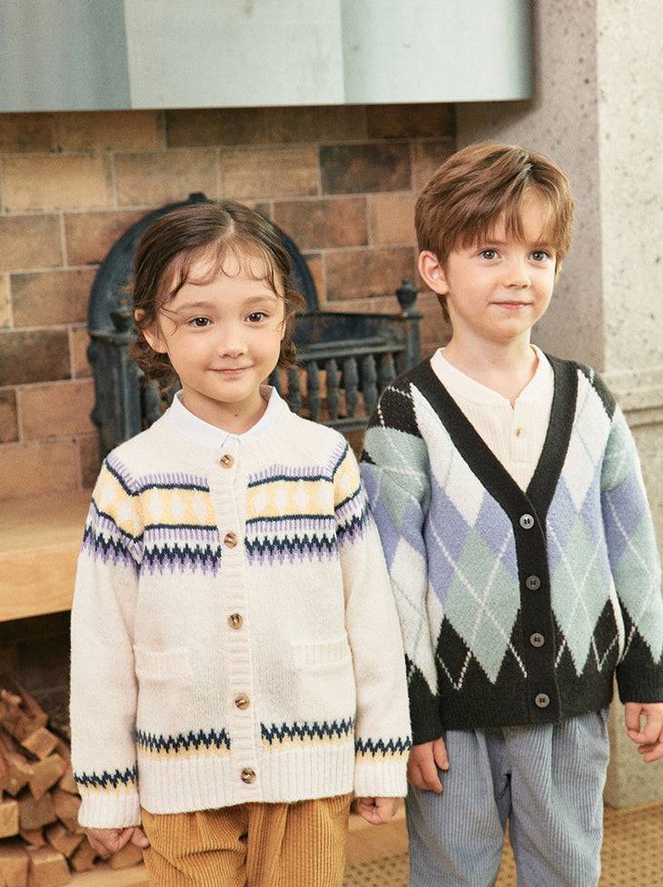 Ian Multi Color Fair Isle Pattern Knit Cardigan-Cardigan - Kids-ToTo Heros-ToTo Heros l Premium Children&#x27;s Clothing