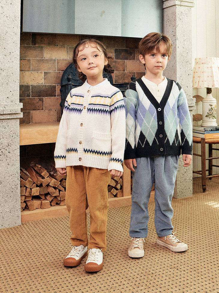 Ian Multi Color Fair Isle Pattern Knit Cardigan-Cardigan - Kids-ToTo Heros-ToTo Heros l Premium Children&#x27;s Clothing