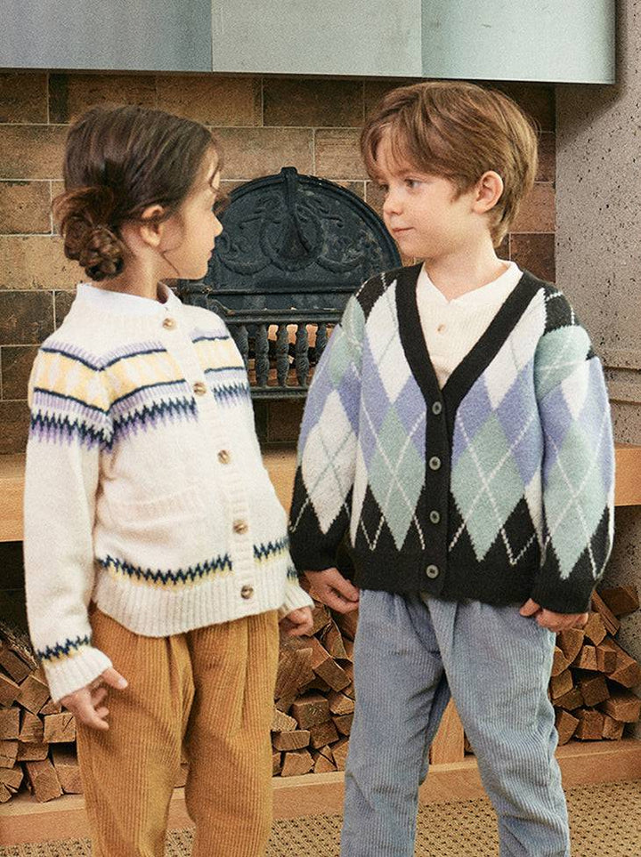 Ian Multi Color Fair Isle Pattern Knit Cardigan-Cardigan - Kids-ToTo Heros-ToTo Heros l Premium Children&#x27;s Clothing