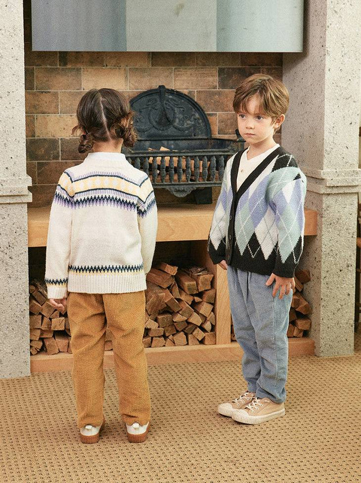 Ian Multi Color Fair Isle Pattern Knit Cardigan-Cardigan - Kids-ToTo Heros-ToTo Heros l Premium Children&#x27;s Clothing