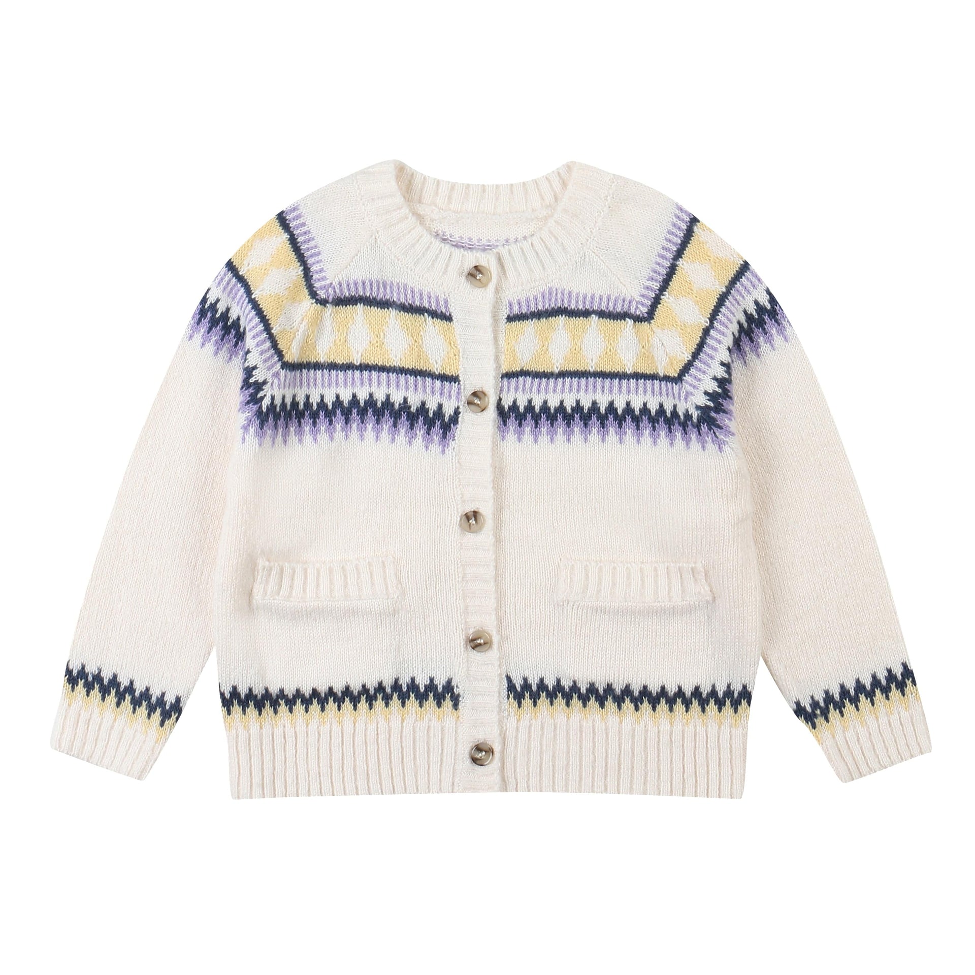 Ian Multi Color Fair Isle Pattern Knit Cardigan-Cardigan - Kids-ToTo Heros-ToTo Heros l Premium Children&#x27;s Clothing
