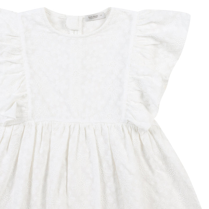 Jane Round Neck Ruffled Angel Sleeve Lace Dress-Dress - Kids-ToTo Heros-