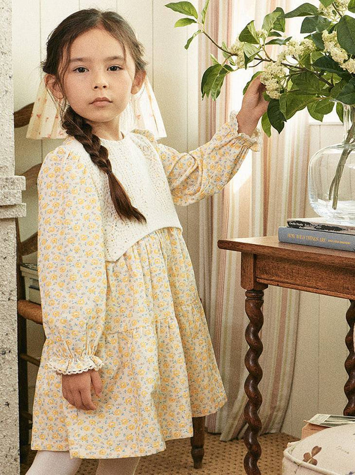 Janey Layered Jacquard Vest Front Dress-Dress - Kids-ToTo Heros-ToTo Heros l Premium Children&#x27;s Clothing