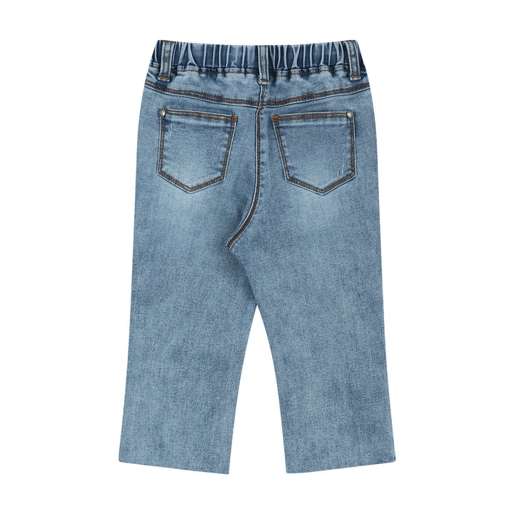 Jenna Stretchy Pull-On Raw Hem Capri Straight Denim Pants-Jeans - Kids-ToTo Heros-
