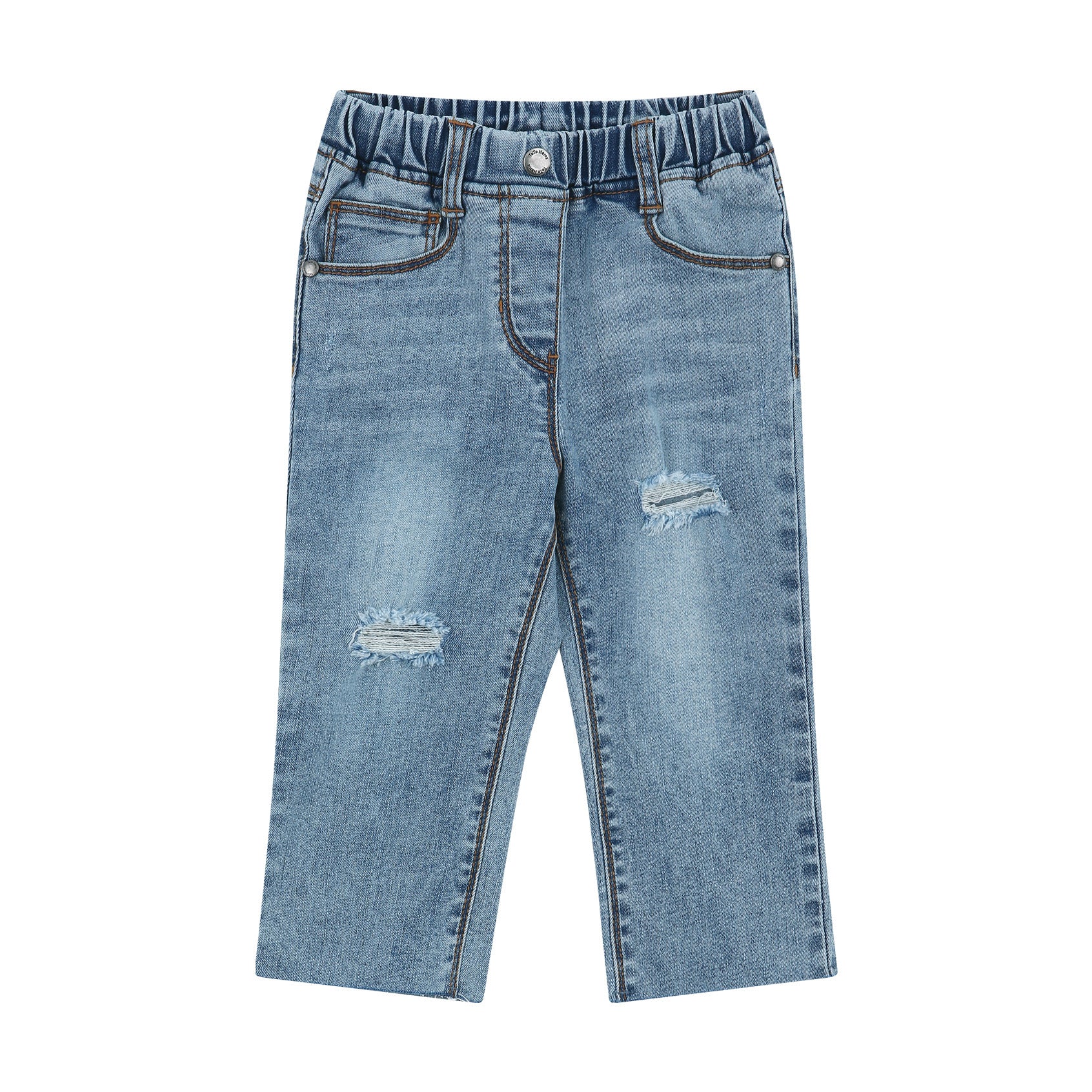 Jenna Stretchy Pull-On Raw Hem Capri Straight Denim Pants-Jeans - Kids-ToTo Heros-