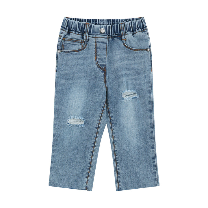 Jenna Stretchy Pull-On Raw Hem Capri Straight Denim Pants-Jeans - Kids-ToTo Heros-