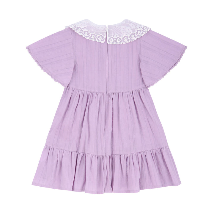 Laura Wide Lace Collar Relaxed Fit Ruffle Dress-Dress - Kids-ToTo Heros-