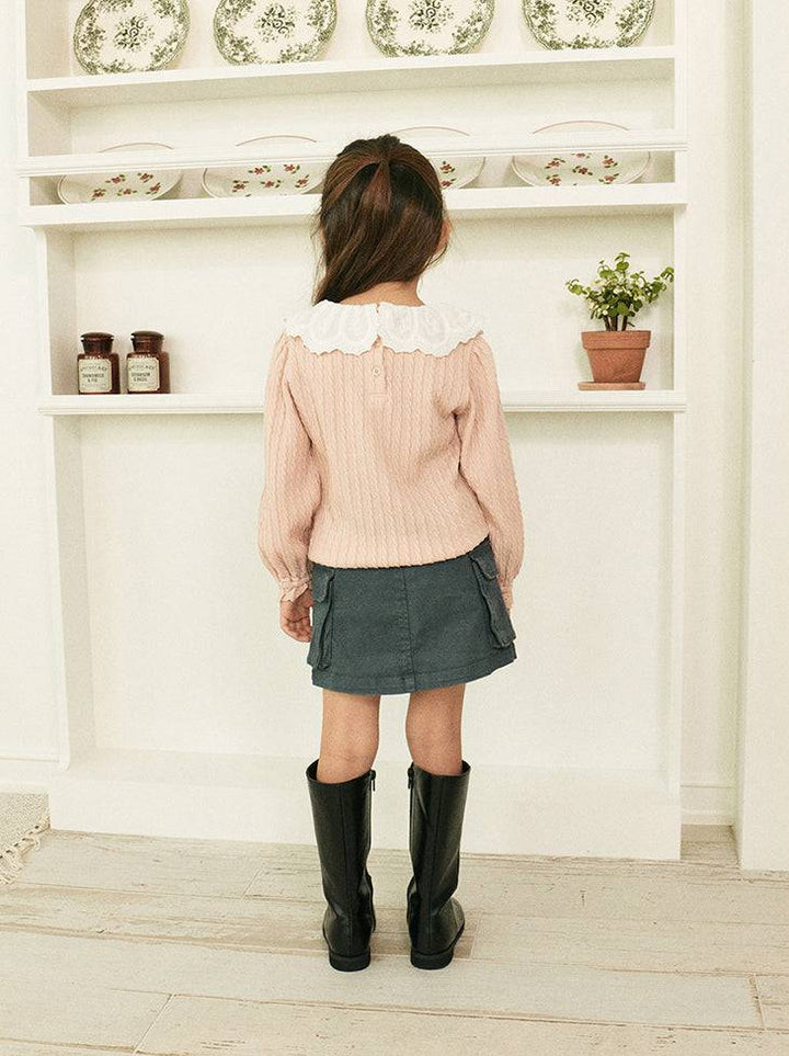Lauren Lace Collar Ribbed T-Shirt-T-Shirt - Kids-ToTo Heros-ToTo Heros l Premium Children&#x27;s Clothing