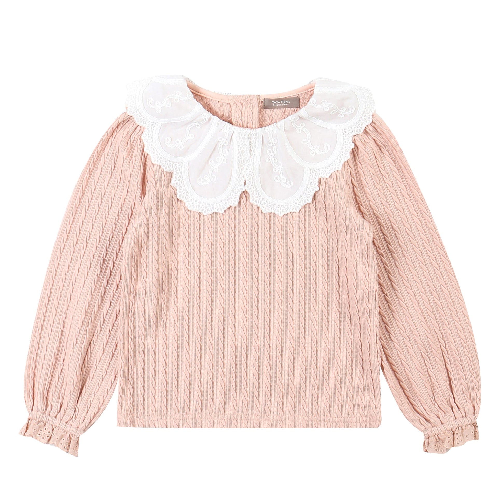 Lauren Lace Collar Ribbed T-Shirt-T-Shirt - Kids-ToTo Heros-ToTo Heros l Premium Children&#x27;s Clothing