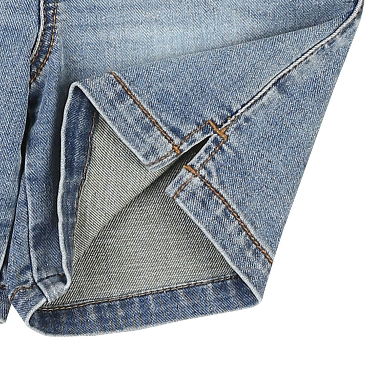 Leo Unisex Washed Pull-On Denim Shorts-Shorts - Kids-ToTo Heros-