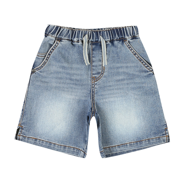 Leo Unisex Washed Pull-On Denim Shorts-Shorts - Kids-ToTo Heros-