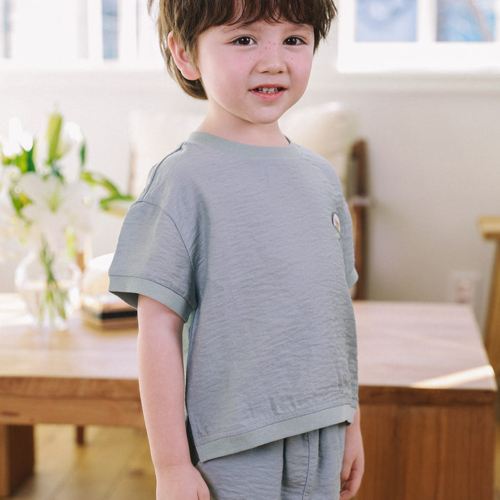 Levi Linen Blend Textured Top & Shorts Set-Top & Skirt Set - Kids-ToTo Heros-