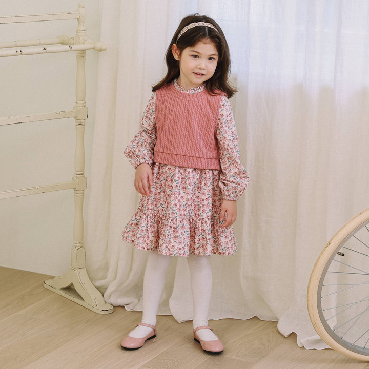 Lilian Layered Floral Dress-Dress - Kids-ToTo Heros-ToTo Heros l Premium Children&#x27;s Clothing