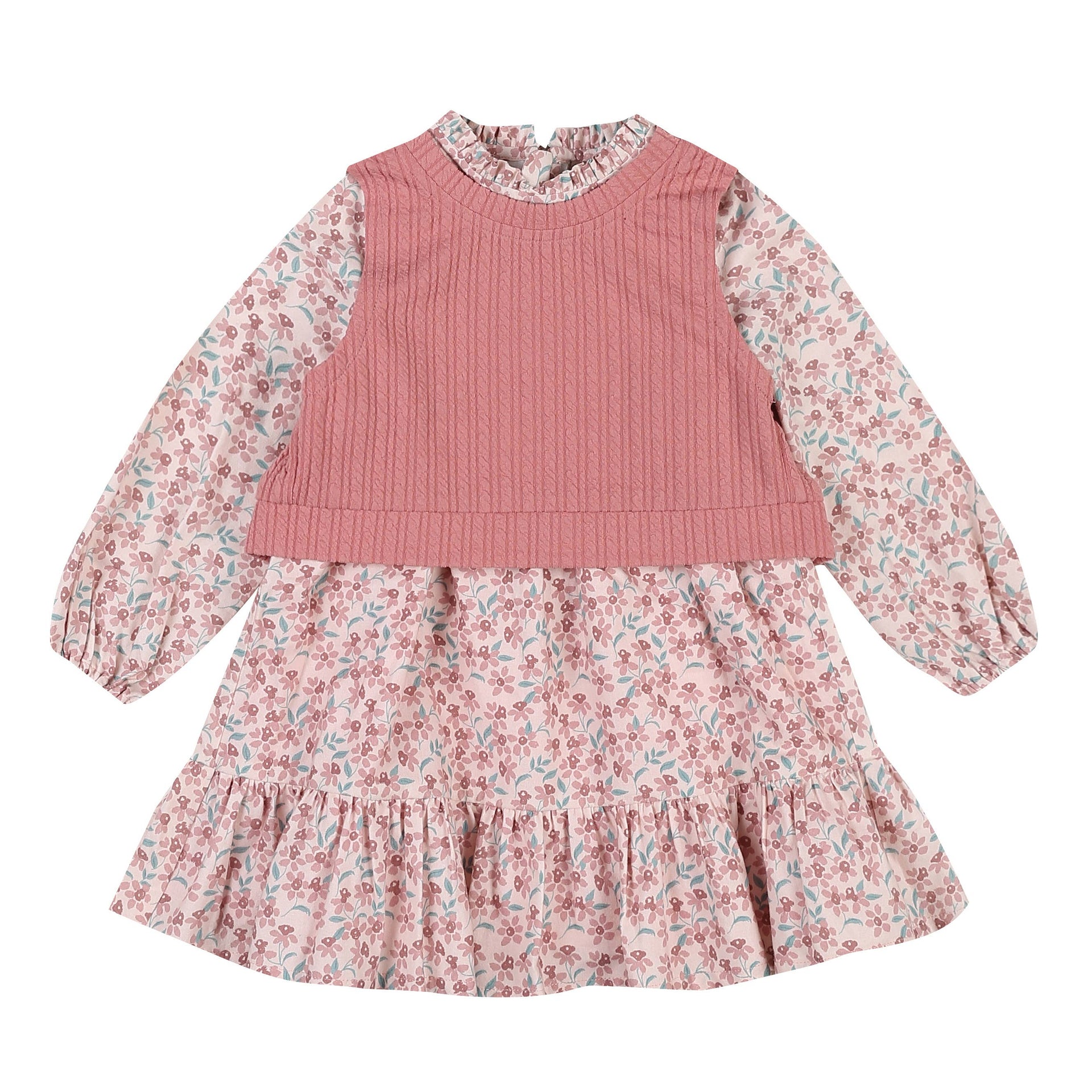 Lilian Layered Floral Dress-Dress - Kids-ToTo Heros-ToTo Heros l Premium Children&#x27;s Clothing