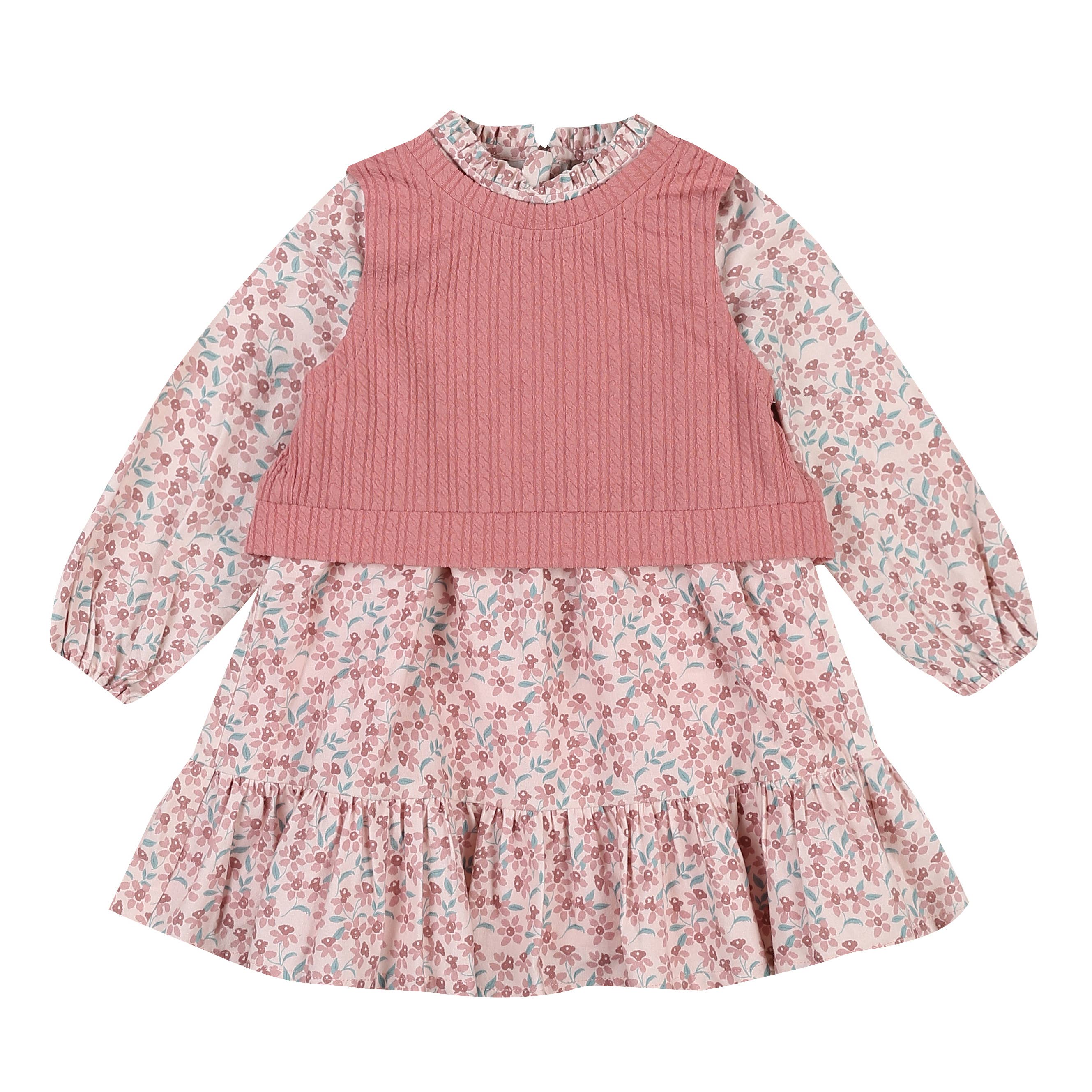 Lilian Layered Floral Dress-Dress - Kids-ToTo Heros-ToTo Heros l Premium Children&#x27;s Clothing