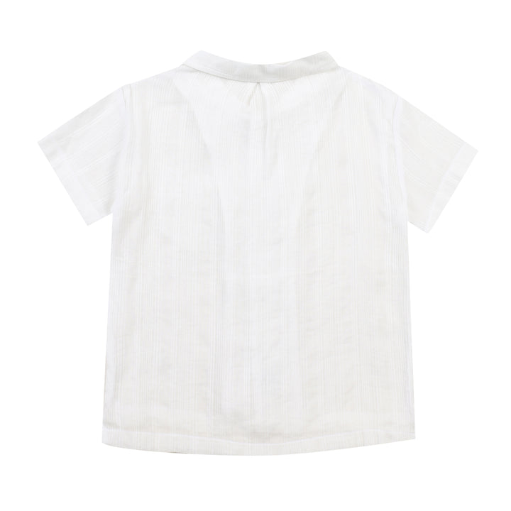 Louis Stripe Textured Collared Short Sleeve Summer Shirt-Button Down Shirt - Kids-ToTo Heros-