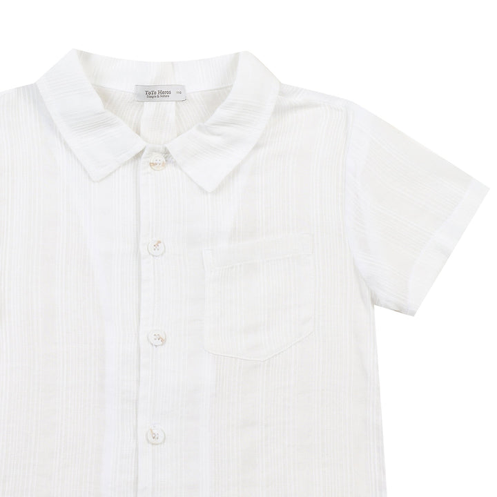 Louis Stripe Textured Collared Short Sleeve Summer Shirt-Button Down Shirt - Kids-ToTo Heros-